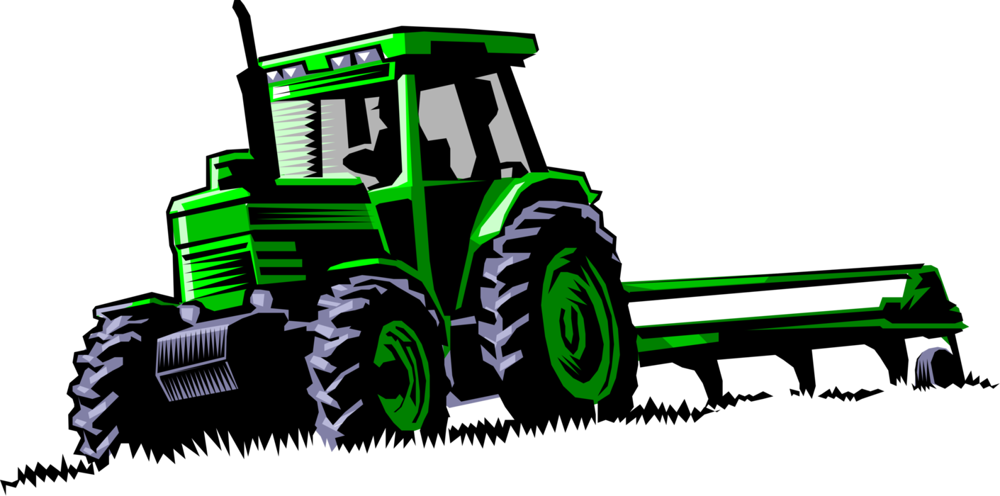 Vector Illustration of Agriculture and Farming Equipment Farm Machinery Tractor