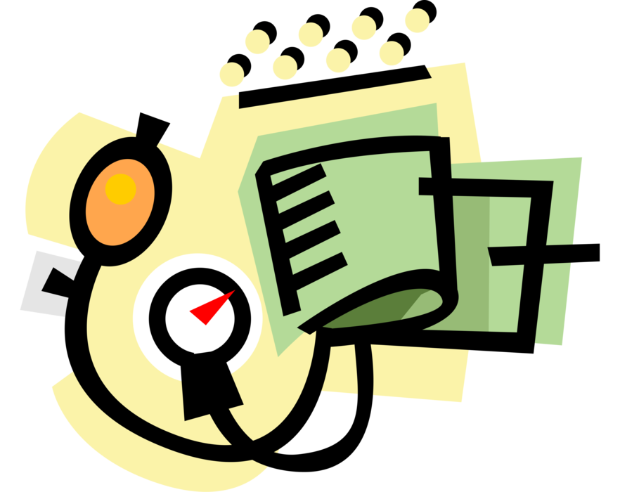Vector Illustration of Blood Pressure Gauge Aneroid Sphygmomanometer with Cuff Measures Arterial Pressure in Systemic Circulation