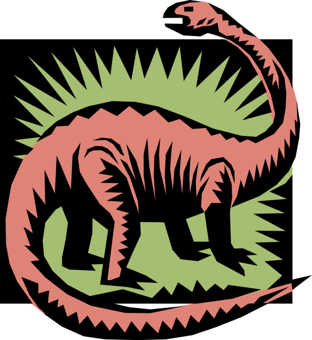 Vector Illustration of Prehistoric Brontosaurus Dinosaur from Jurassic and Cretaceous Periods