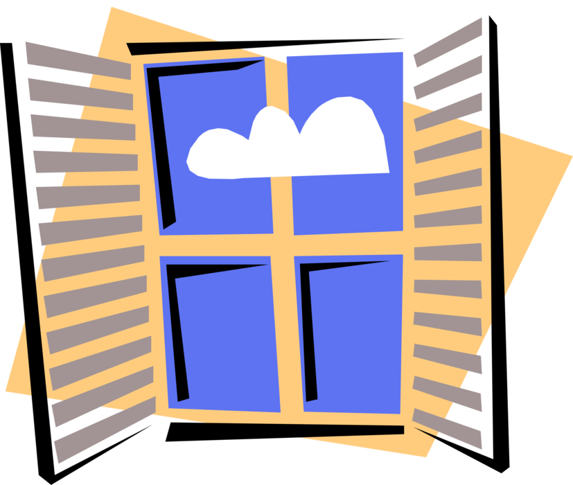 Vector Illustration of Window Opening in Wall Allows Passage of Light