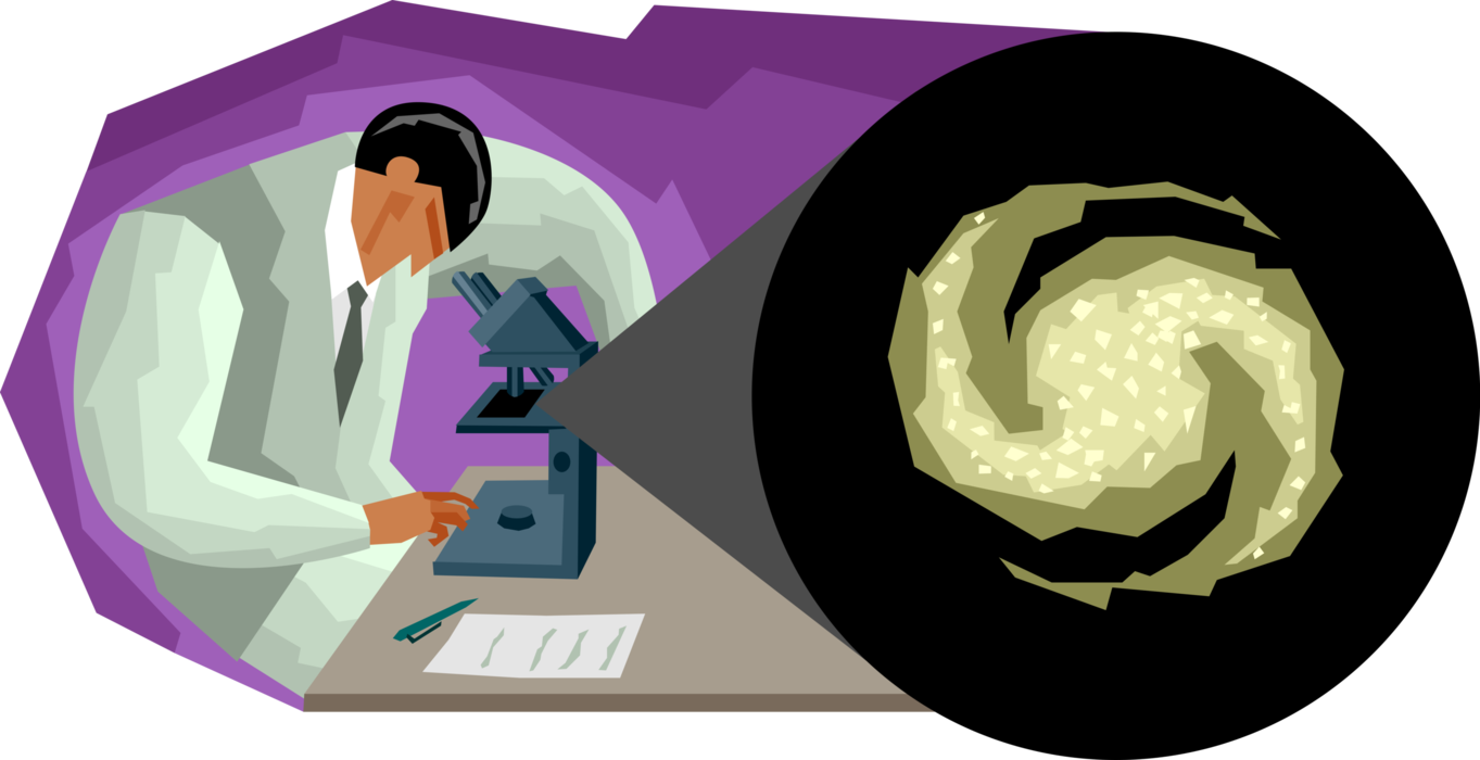 Vector Illustration of Research Laboratory Scientist with Microscope