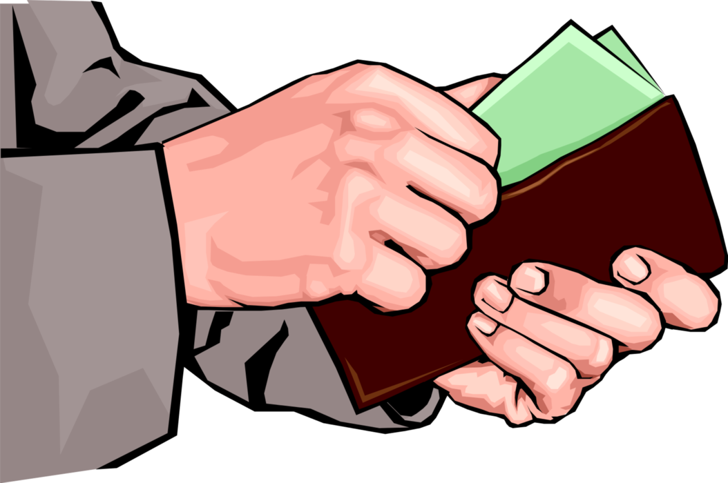 Vector Illustration of Hands Retrieve Currency Money Dollars from Wallet