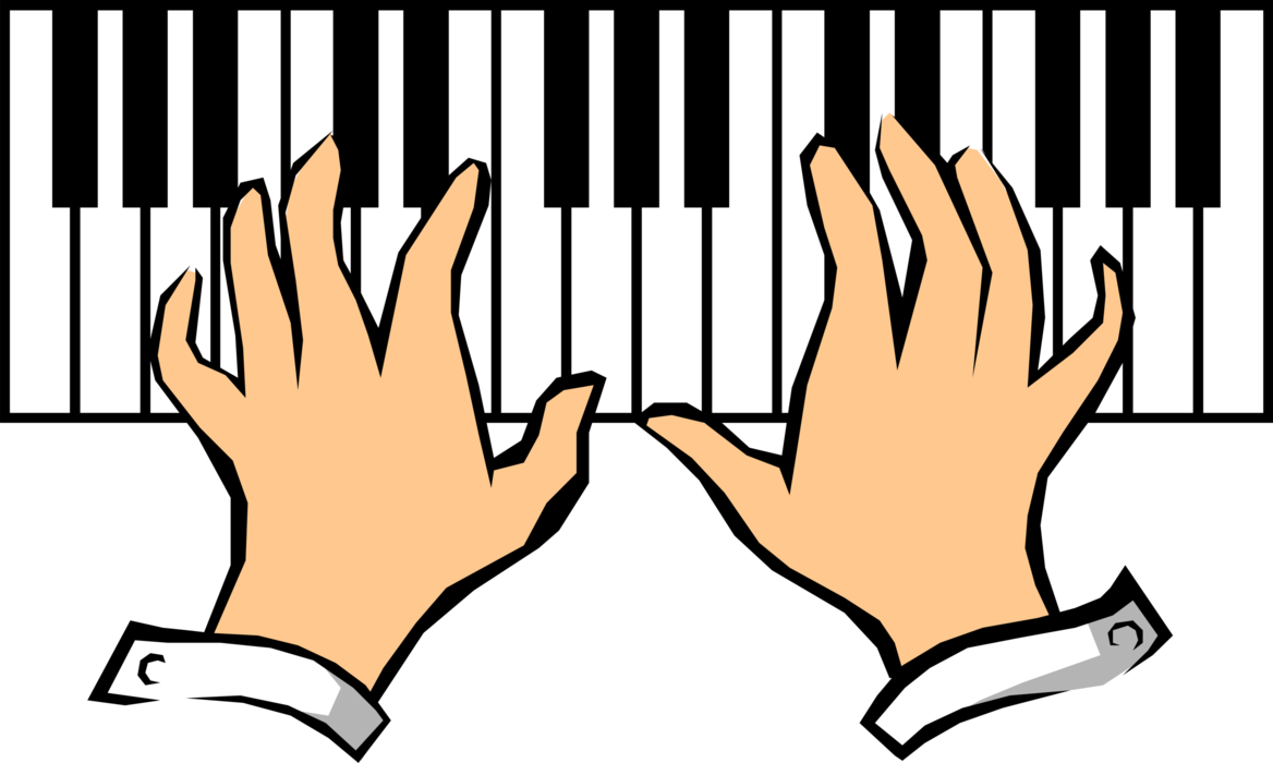 Vector Illustration of Hands Playing Piano Keyboard Musical Instrument