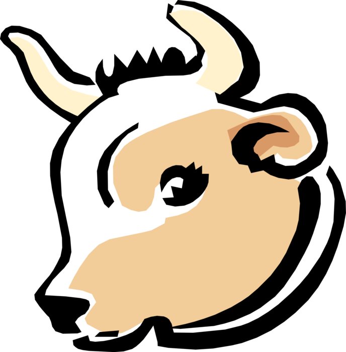 Vector Illustration of Farm Agriculture Livestock Animal Cow Head with Horns