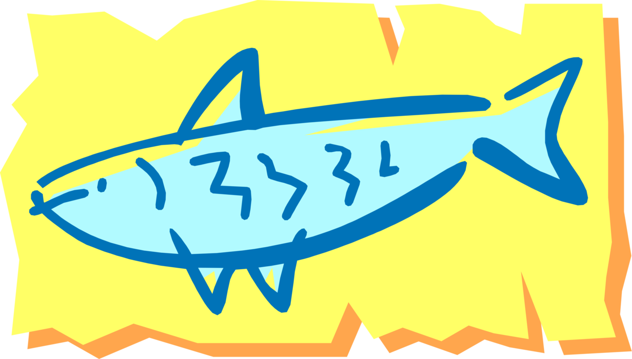 Vector Illustration of Large Fish Symbol on Yellow