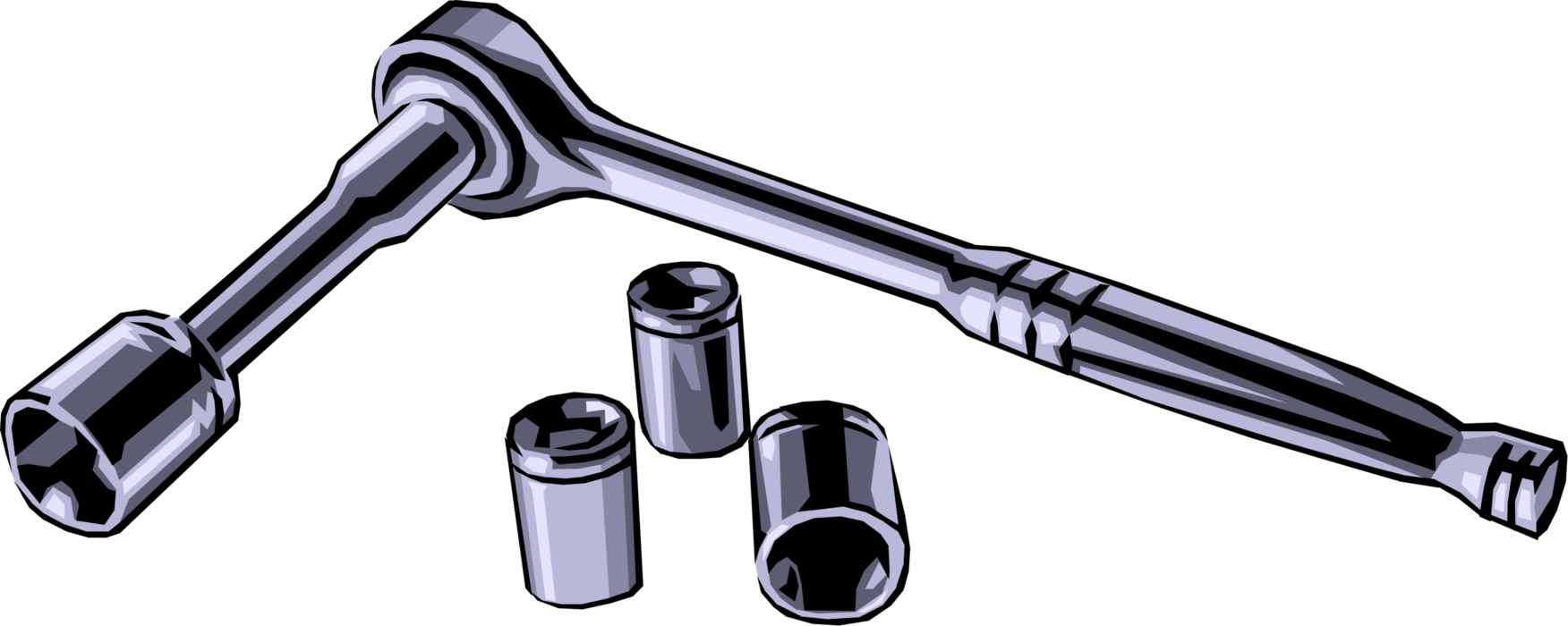 Vector Illustration of Ratcheting Socket Wrench Hand Tool
