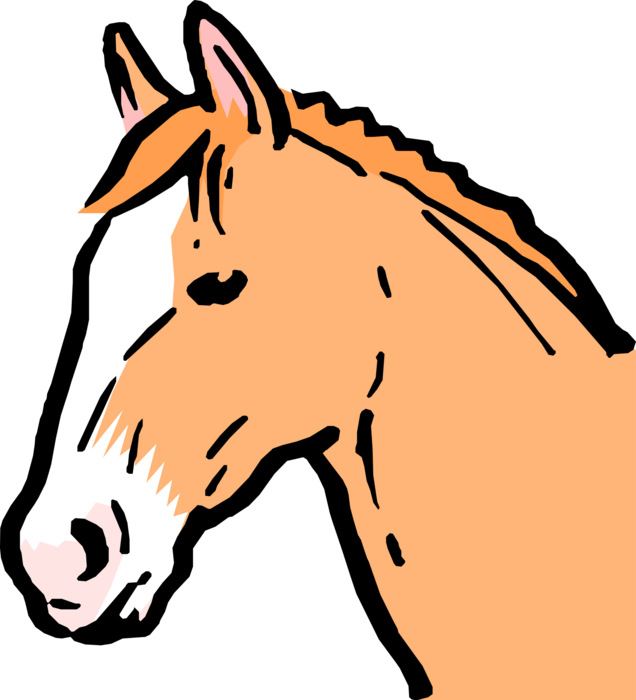 Vector Illustration of Cartoon Equine Solid-hoofed, Quadruped Equestrain Horse