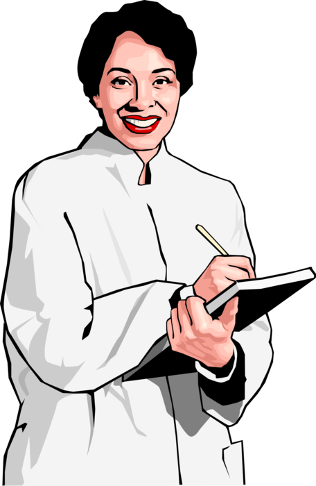 Vector Illustration of Medical Professional Doctor with Pen Updates Patient Records 