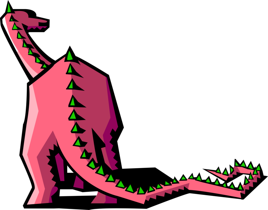 Vector Illustration of Prehistoric Dinosaur Dominated through Jurassic and Cretaceous Periods