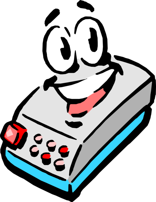 Vector Illustration of Anthropomorphic Office Technology Device