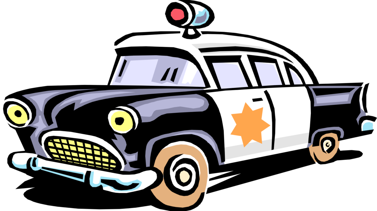 Vector Illustration of Police Car Cruiser Squad Car Automobile Motor Vehicle in Pursuit