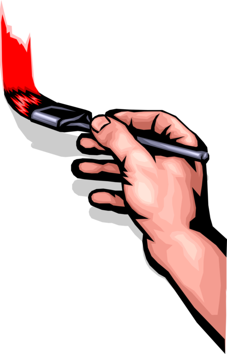 Vector Illustration of Hand Paints with Paintbrush