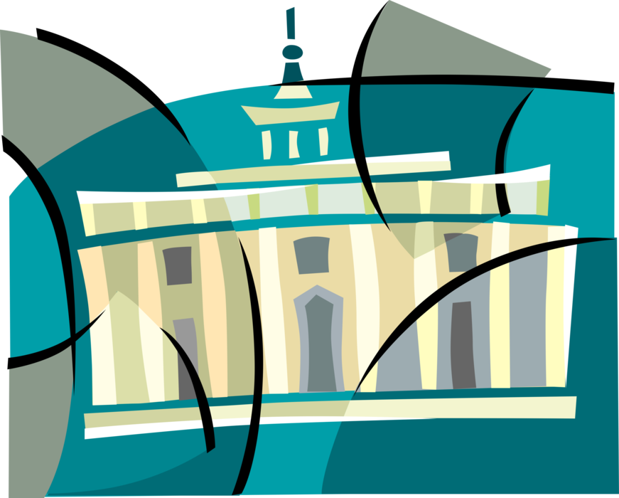 Vector Illustration of United States Courthouse Architectural Building Symbol