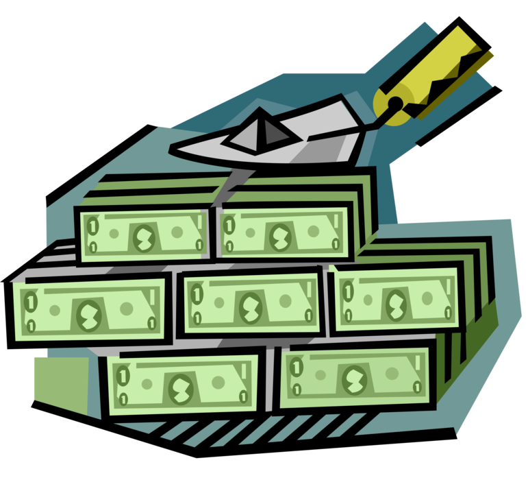 Vector Illustration of Business Finance Wall of Money Cash Dollars