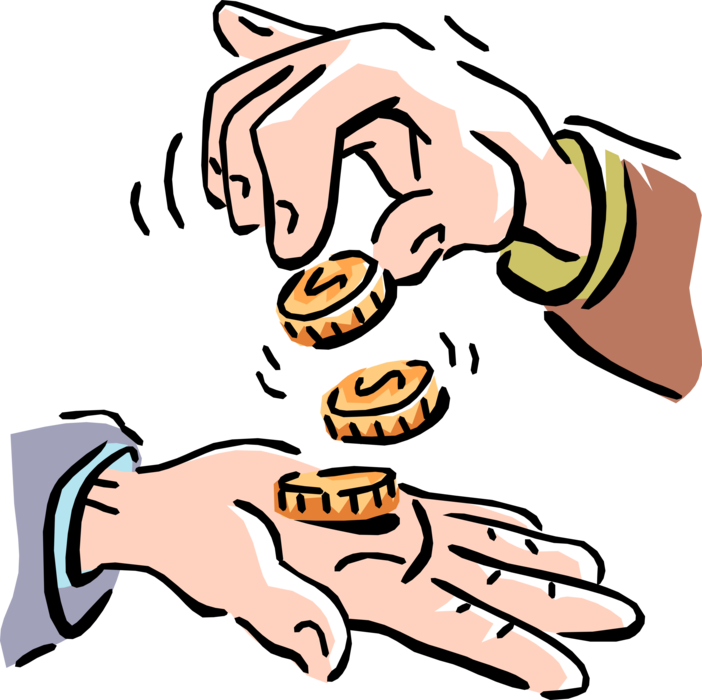 Vector Illustration of Hands Counting Money Coins