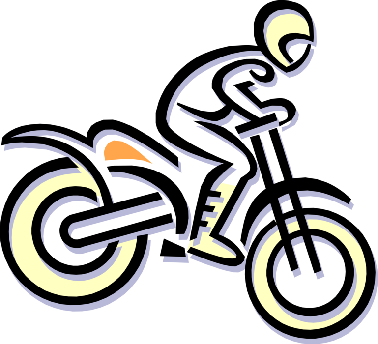 Vector Illustration of Motocross Off-Road Motorcyclist Rides Motorcycle in Competitive Race