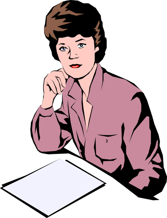 Vector Illustration of Woman with Office Documents
