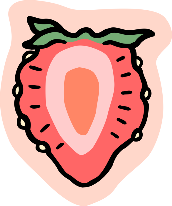 Vector Illustration of Sliced Garden Strawberry Edible Fruit