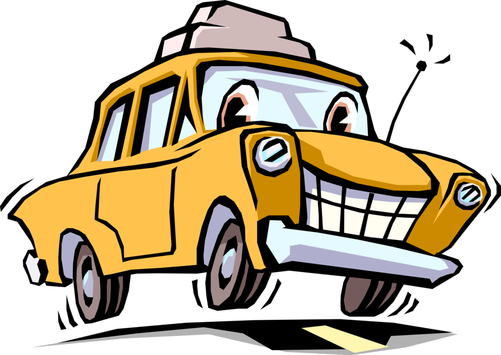 Vector Illustration of Taxicab Taxi or Cab Vehicle for Hire Automobile Motor Car