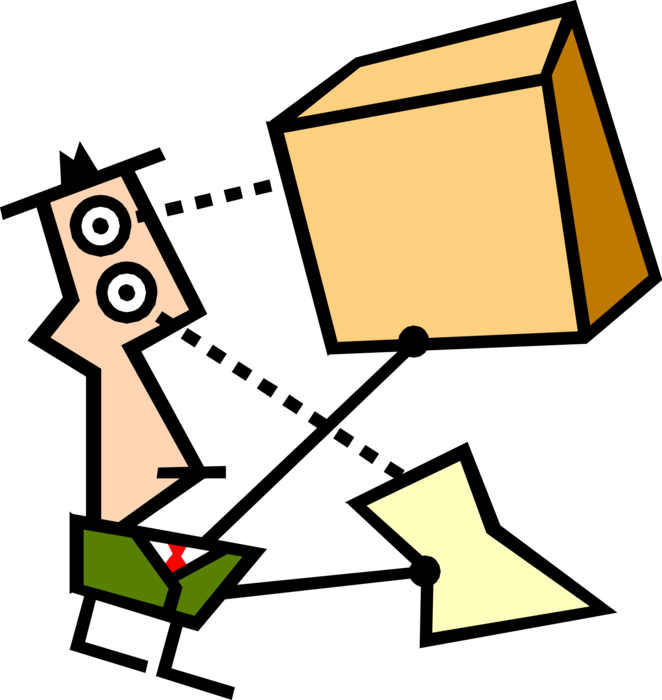 Vector Illustration of Businessman Receiving Package or Parcel from Courier