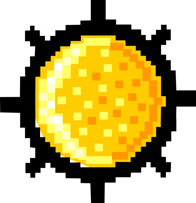 Vector Illustration of Pixelated Bitmap Sun Symbol