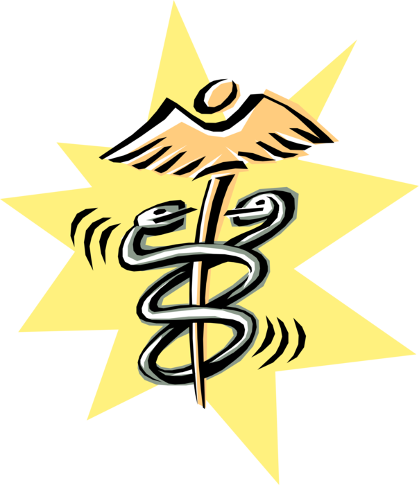 Vector Illustration of Caduceus Staff Entwined by Two Serpents Symbol of Health Care Organizations and Medical Practice