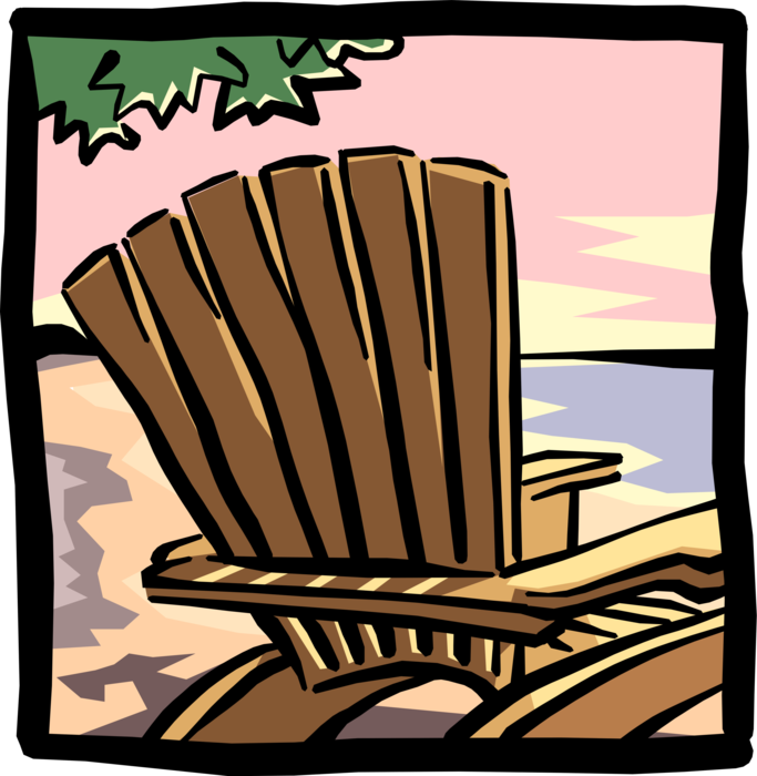 Vector Illustration of Outdoor Cottage Lounge Chair with View