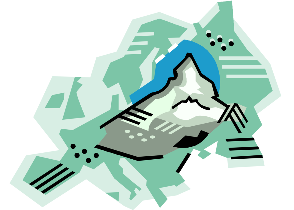 Vector Illustration of Matterhorn Mountain in Alps Between Switzerland and Italy