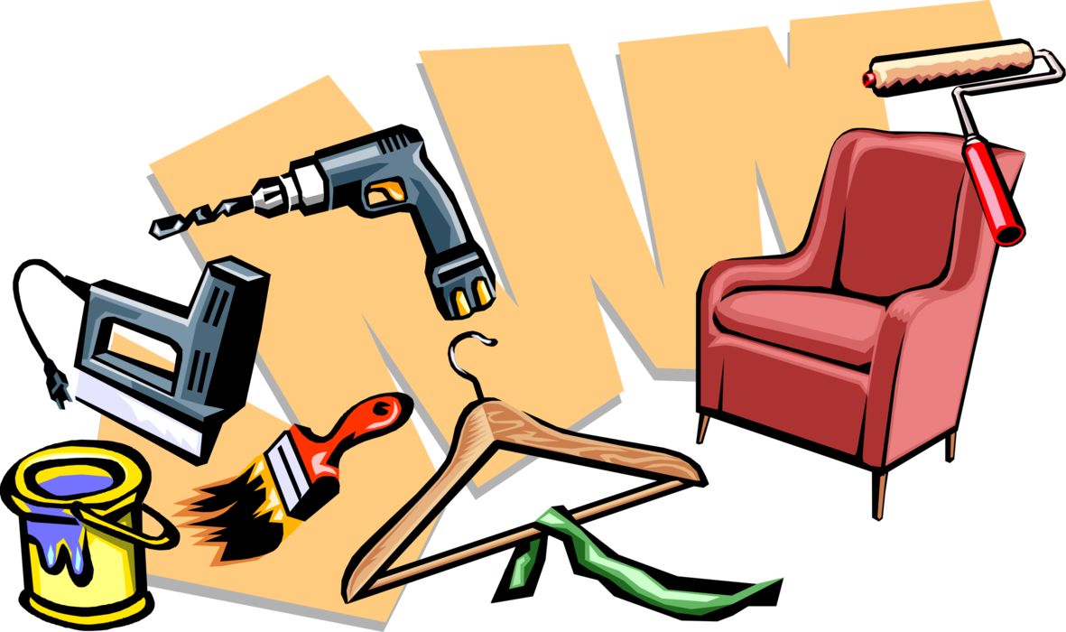 Vector Illustration of Tools used Around the Home for Home Improvement Projects