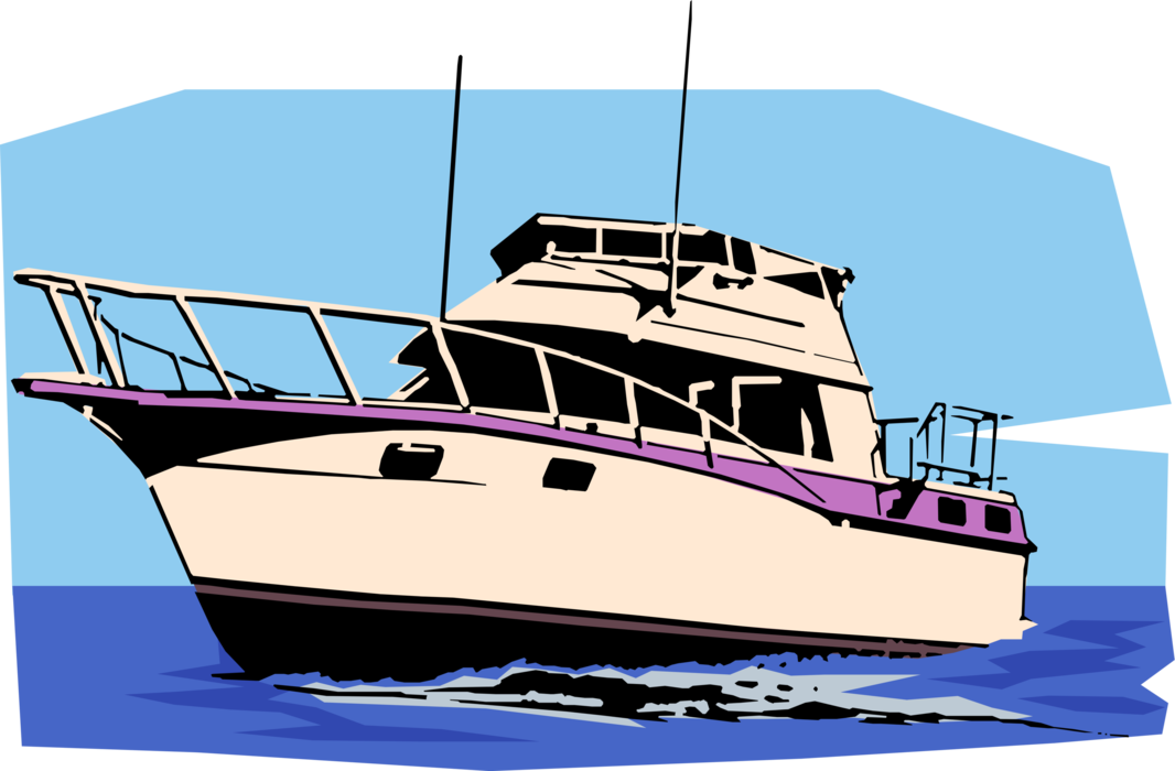 Vector Illustration of Pleasure Craft Boat Watercraft Water-Borne Transport Vehicle