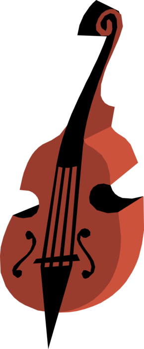 Vector Illustration of Bass Violin or Double Bass Bowed Symphony Orchestra Musical String Instrument