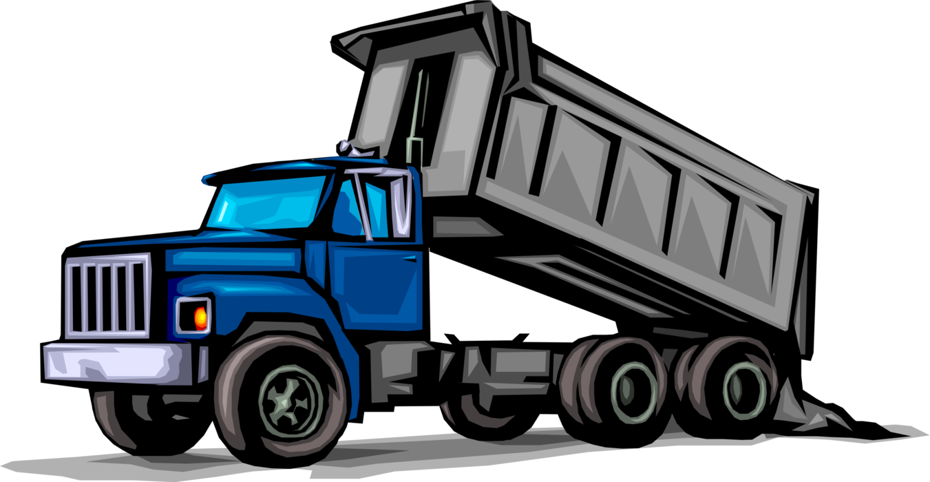 Vector Illustration of Construction Industry Heavy Machinery Equipment Dump Truck Vehicle