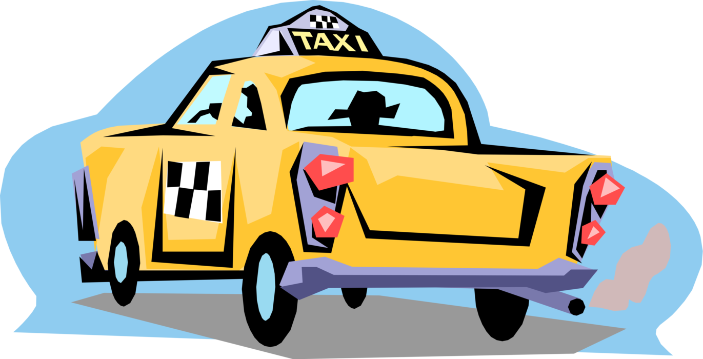Vector Illustration of Taxicab Taxi or Cab Vehicle for Hire Automobile Motor Car