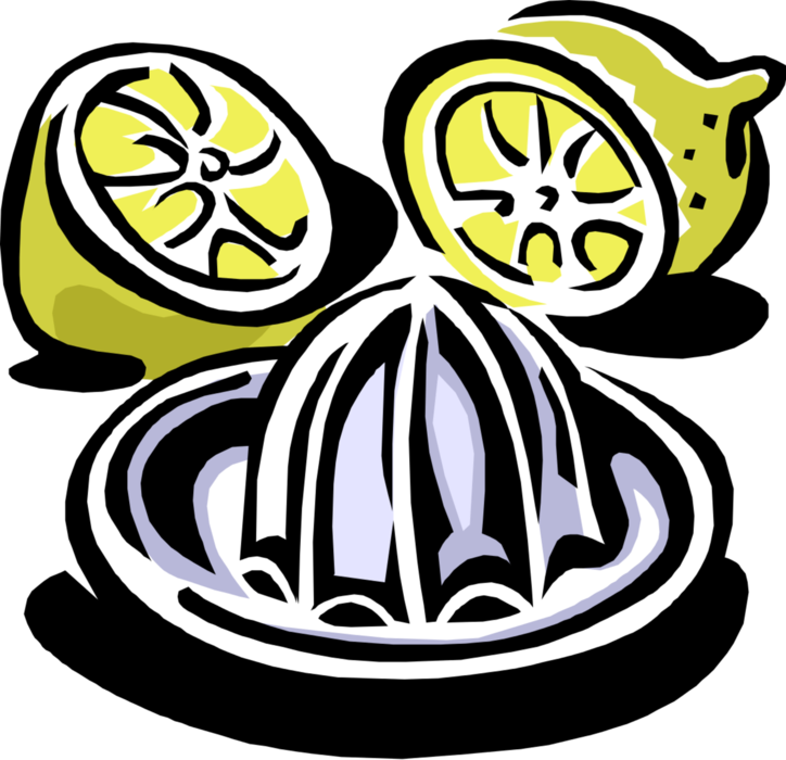 Vector Illustration of Citrus Juicer with Sliced Lemon