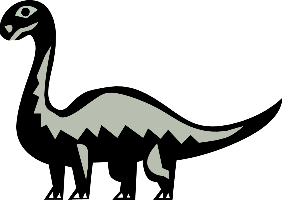Vector Illustration of Prehistoric Brontosaurus Dinosaur from Jurassic and Cretaceous Periods