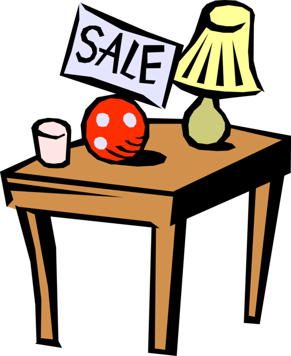 Vector Illustration of Garage Sale or Yard Sale Sells used Goods to Raise Funds