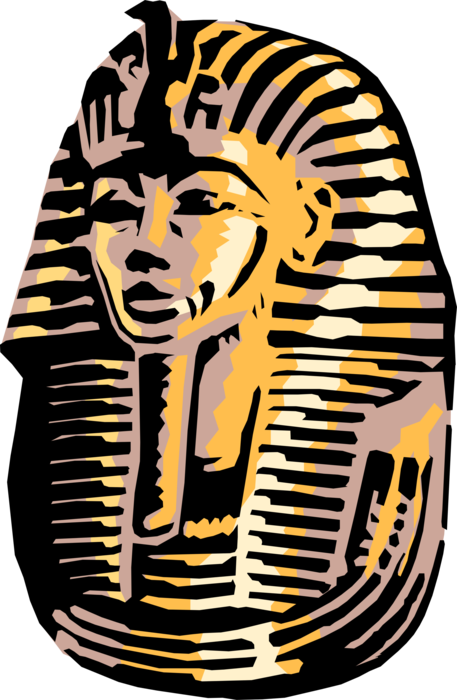 Vector Illustration of Ancient Egyptian Pharaoh Tutankhamun Death or Funerary Mask