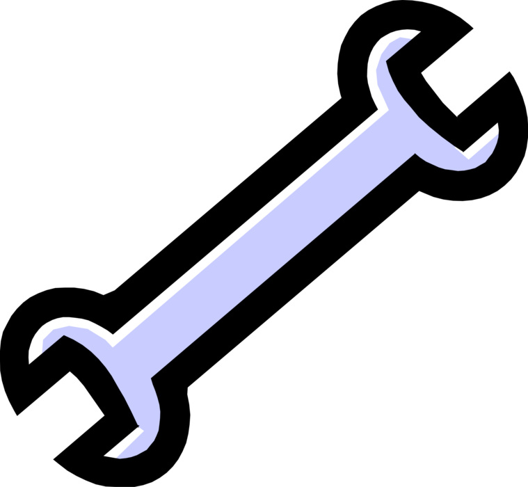 Vector Illustration of Adjustable Wrench or Spanner Tool with Adjustable "Jaw" Width