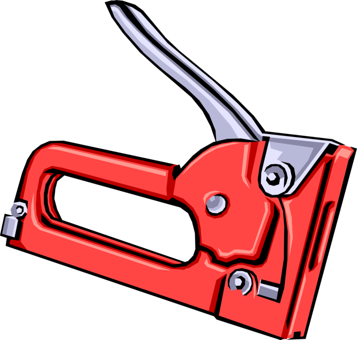 Vector Illustration of Staple Gun or Powered Stapler Hand-Held Machine