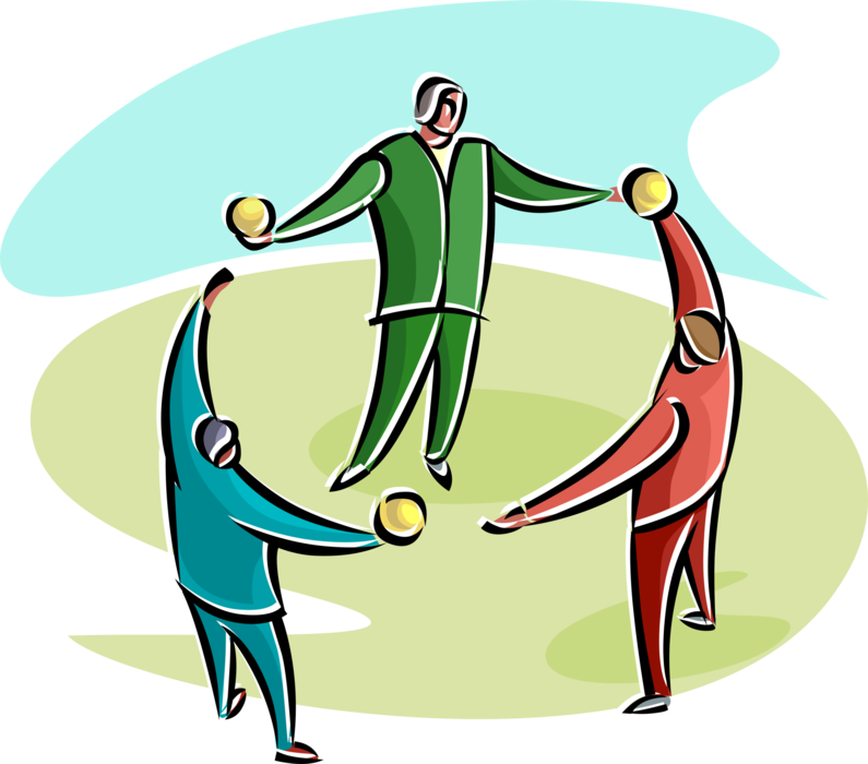 Vector Illustration of Multicultural Exchange People Standing in Circle