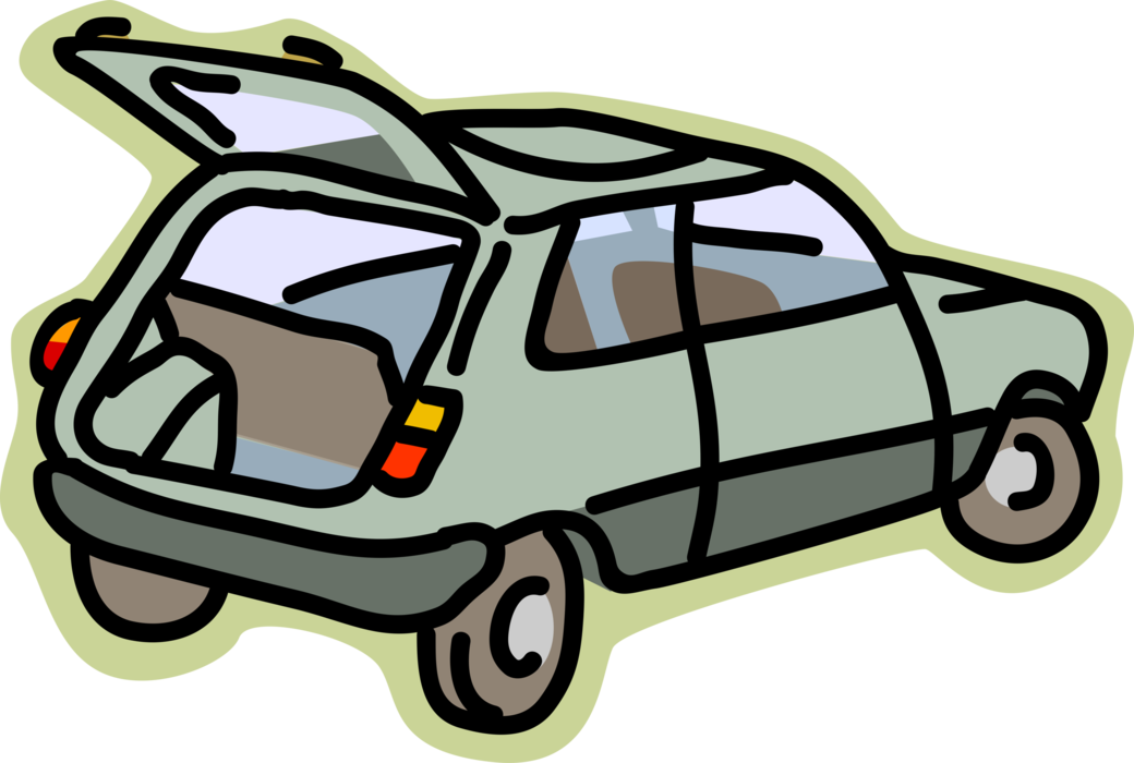 Vector Illustration of Family Sedan Compact Car Automobile Motor Vehicle