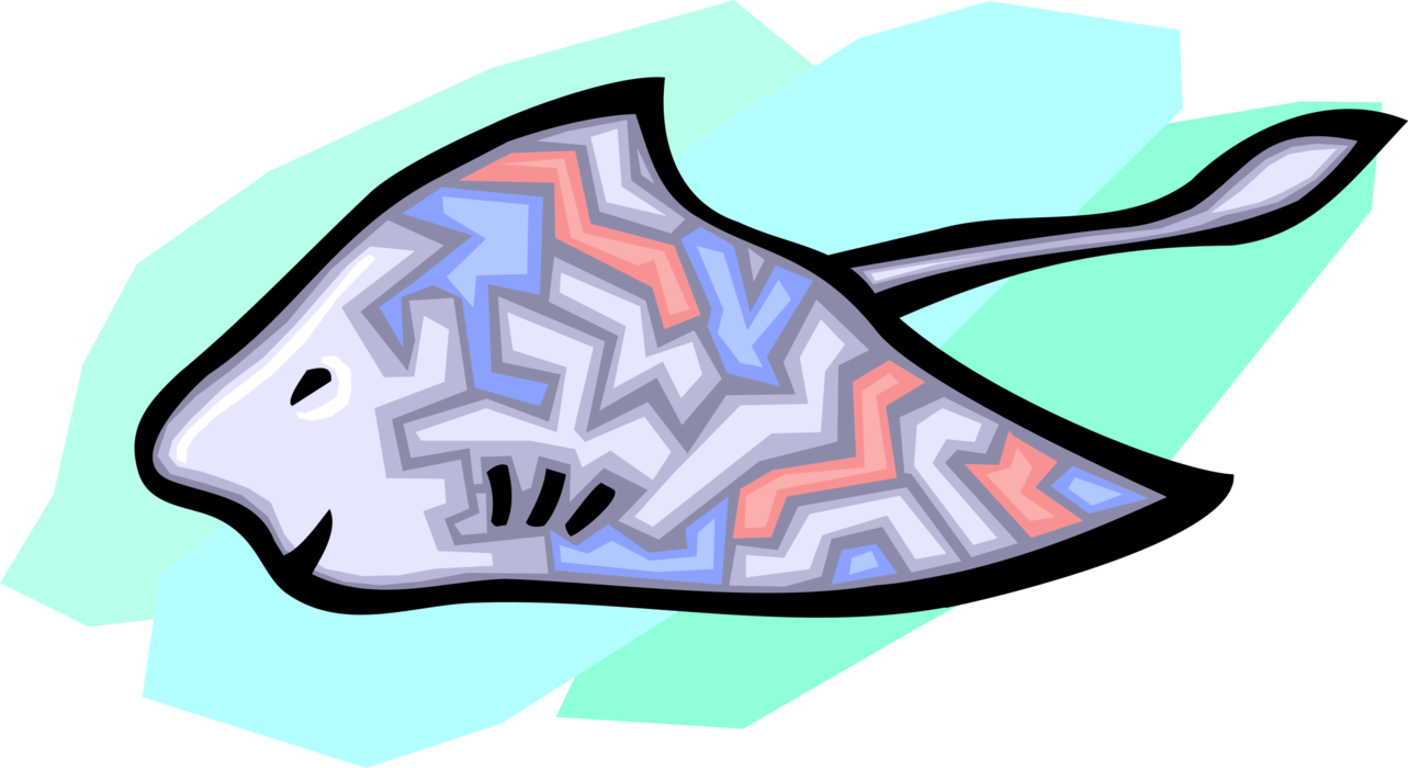 Vector Illustration of Marine Manta Ray Swimming