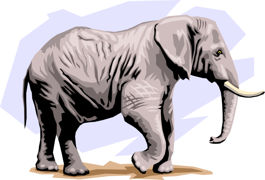 Vector Illustration of African Elephant Lumbering Along