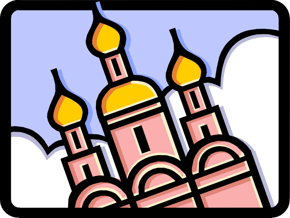 Vector Illustration of St Basil's Orthodox Christian Cathedral, Red Square, Moscow, Russia