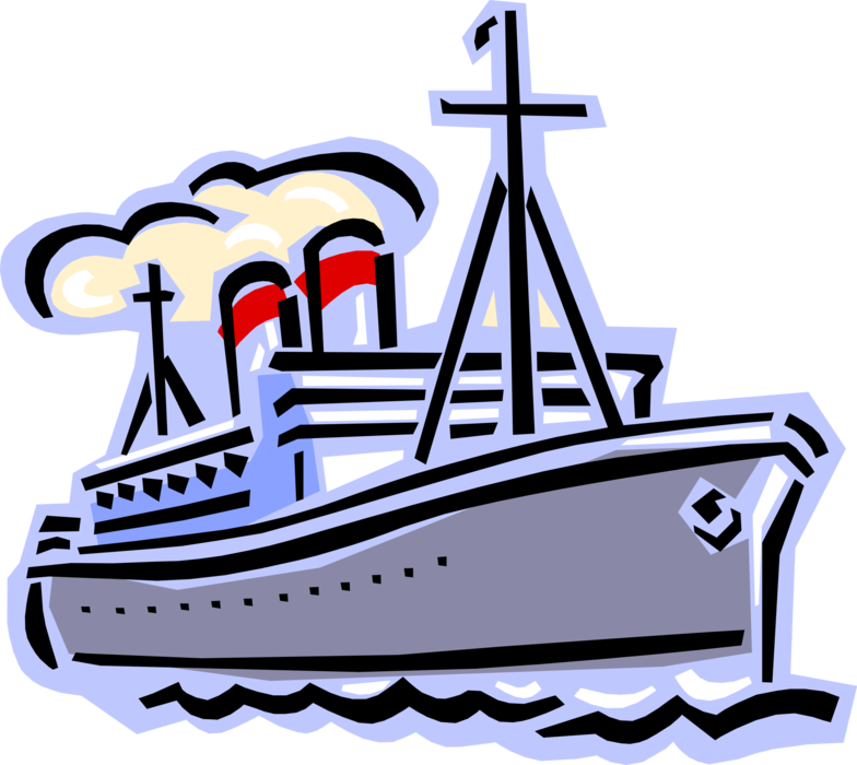 Vector Illustration of Cruise Ship or Ocean Liner Passenger Ship used for Pleasure Voyages