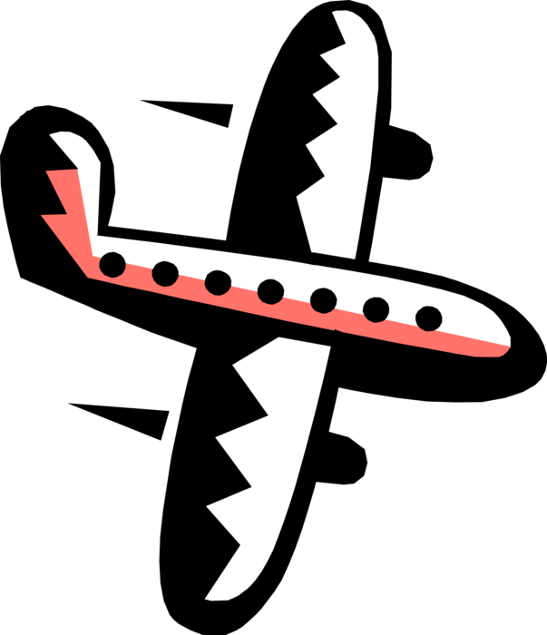 Vector Illustration of Commercial Airplane Passenger Jet Aircraft Prepares to Land