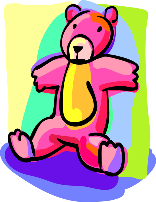 Vector Illustration of Child's Stuffed Animal Teddy Bear Play Toy