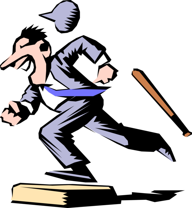 Vector Illustration of Businessman Baseball Runner Runs Bases