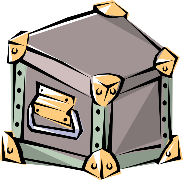 Vector Illustration of Sturdy Box, Chest or Storage Trunk