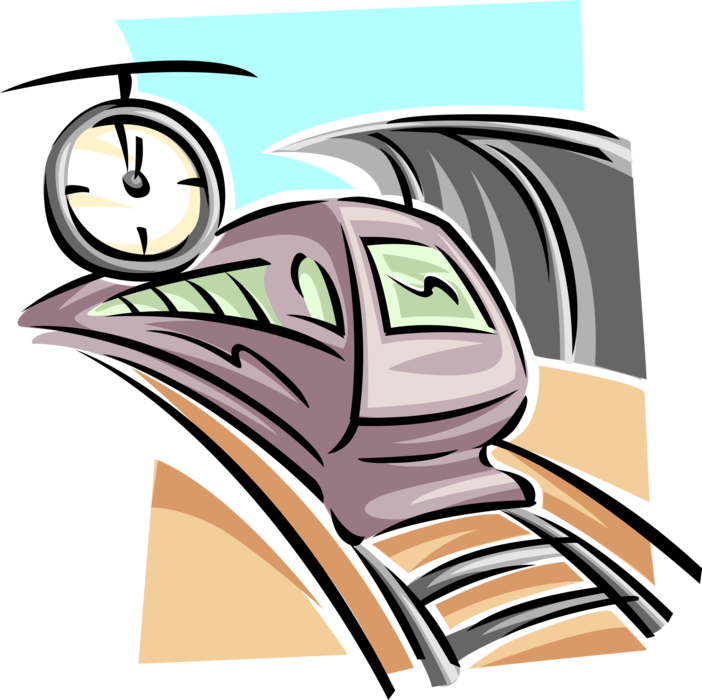 Vector Illustration of Rapid Transit Subway Railroad Rail Transport Speeding Locomotive Railway Train